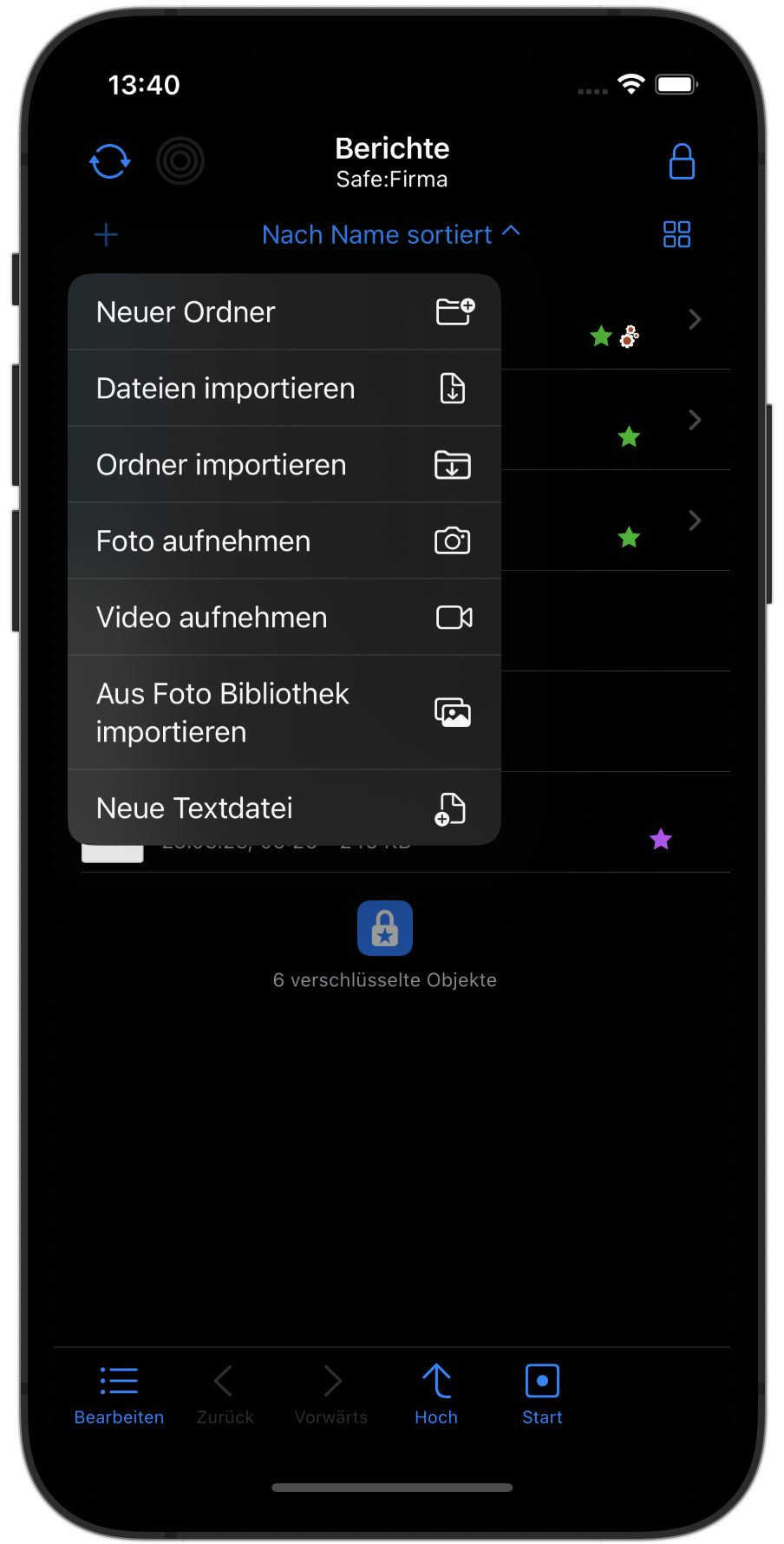 Aus der App heraus Fotos und Videos aufnehmen und verschlüsselt speichern (iOS)