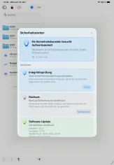 Das Sicherheitscenter von SimpleumSafe 3.8 auf einem iPad.
