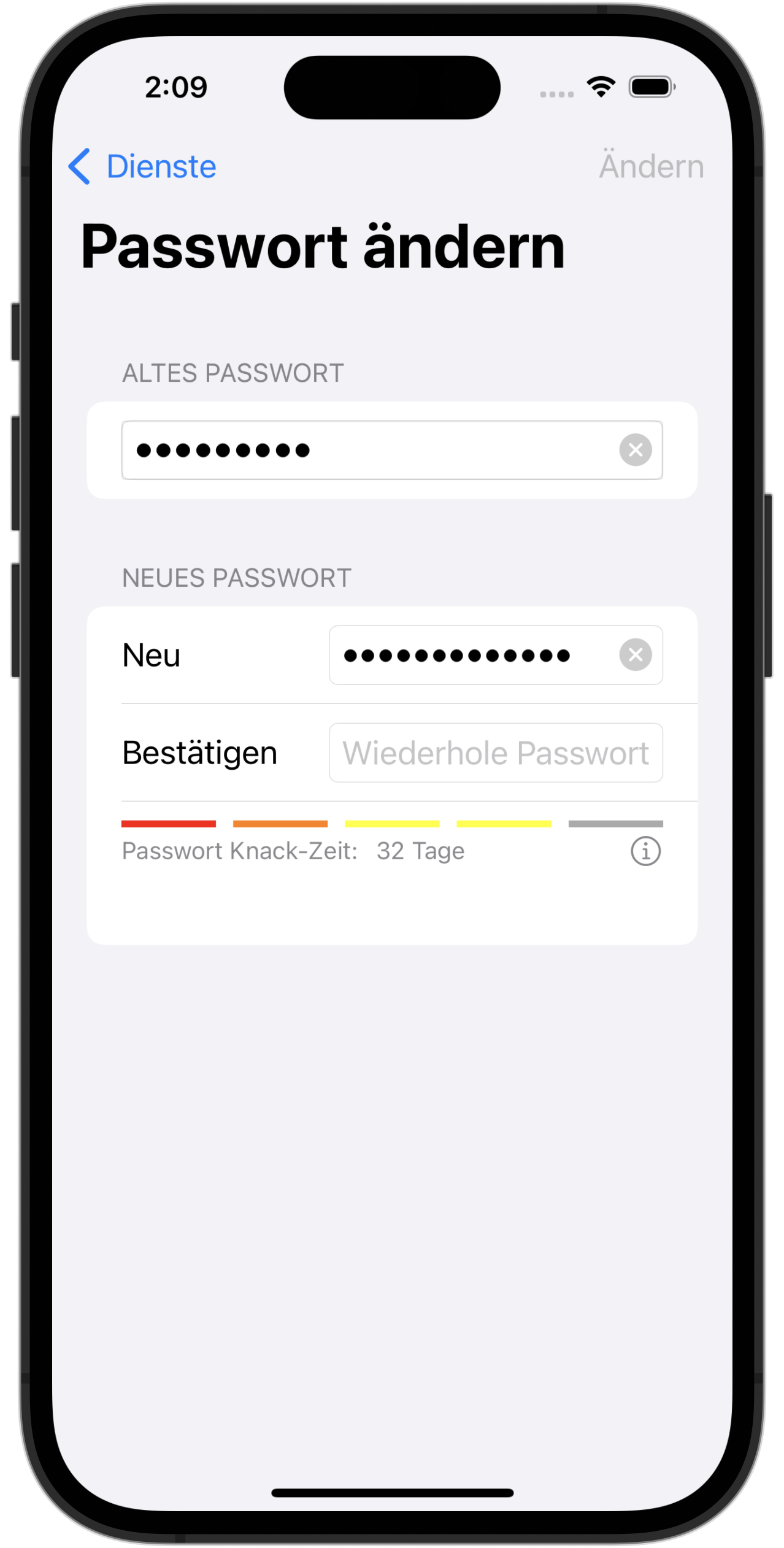 Anzeige der Passwortstärke für iPhone und iPad