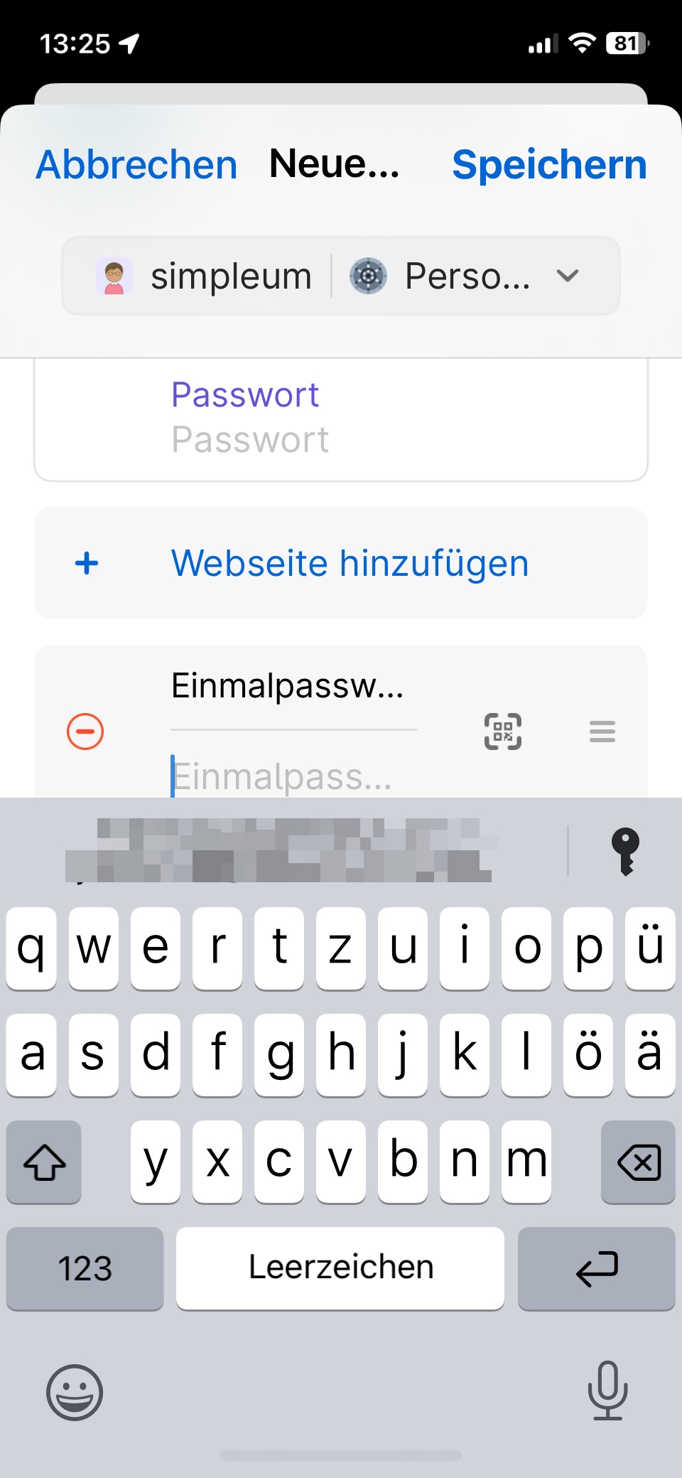 Screenshot: 1password 2-Faktor-Authentifizierung einrichten