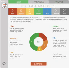 Summary of a Mac security check performed with SimpleumCheck.