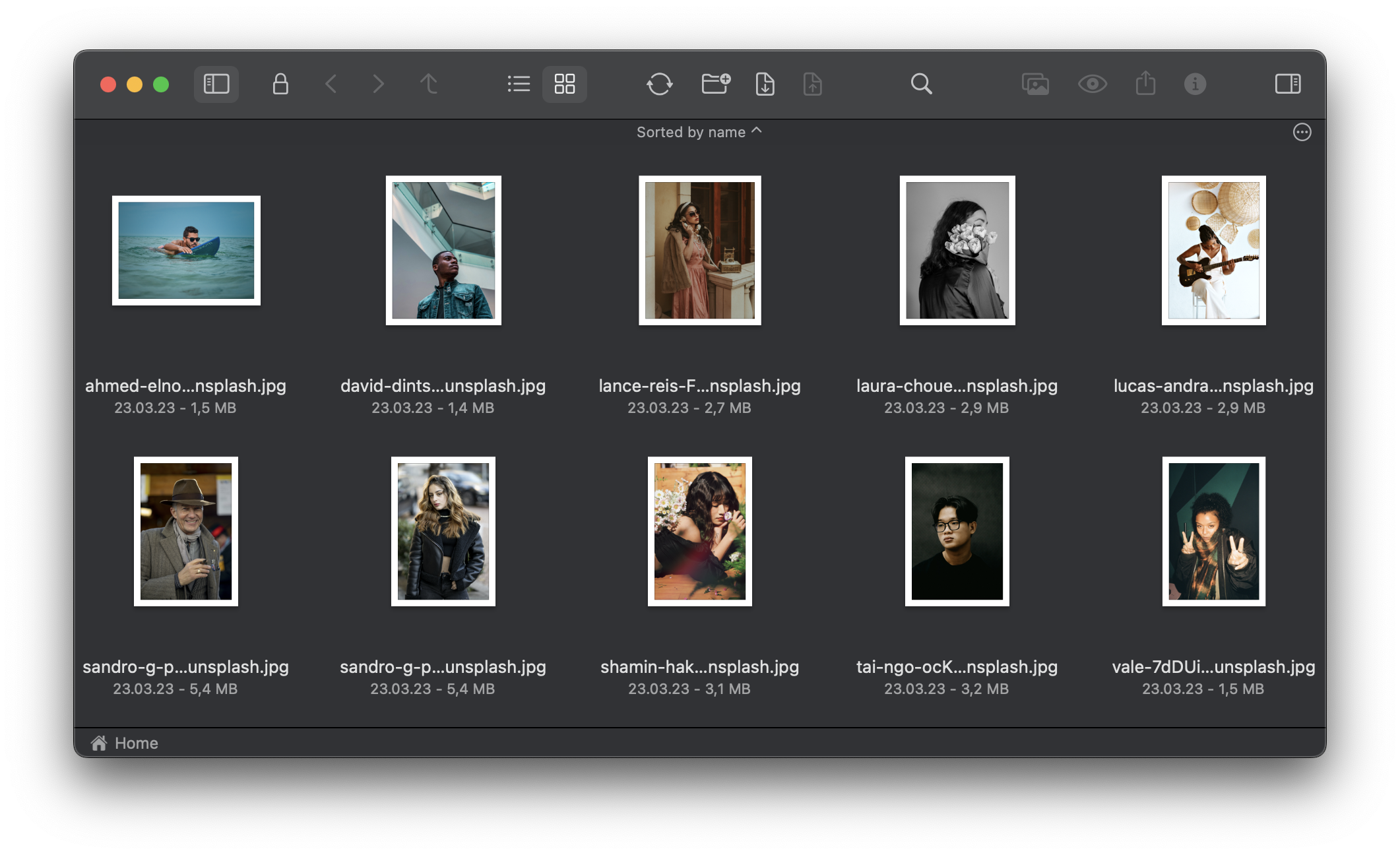Images in icon view (Mac)