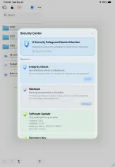 The SimpleumSafe 3.8 Security Center on an iPad.