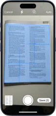 Document scanner in SimpleumSafe 3.3 for iOS.