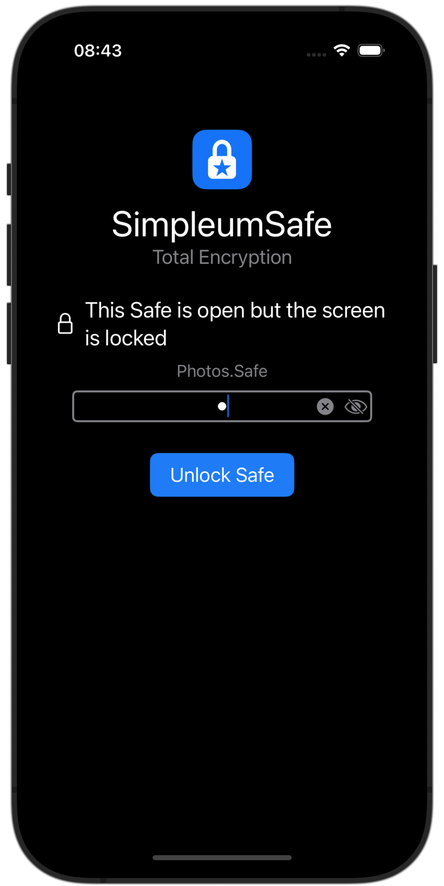 Screenshot: Safe sperren