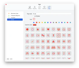 Tag settings in SimpleumSafe 3.1 for Mac.