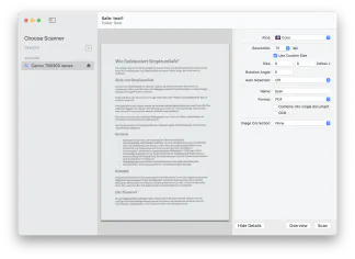 Scanning a document directly into SimpleumSafe on a Mac.