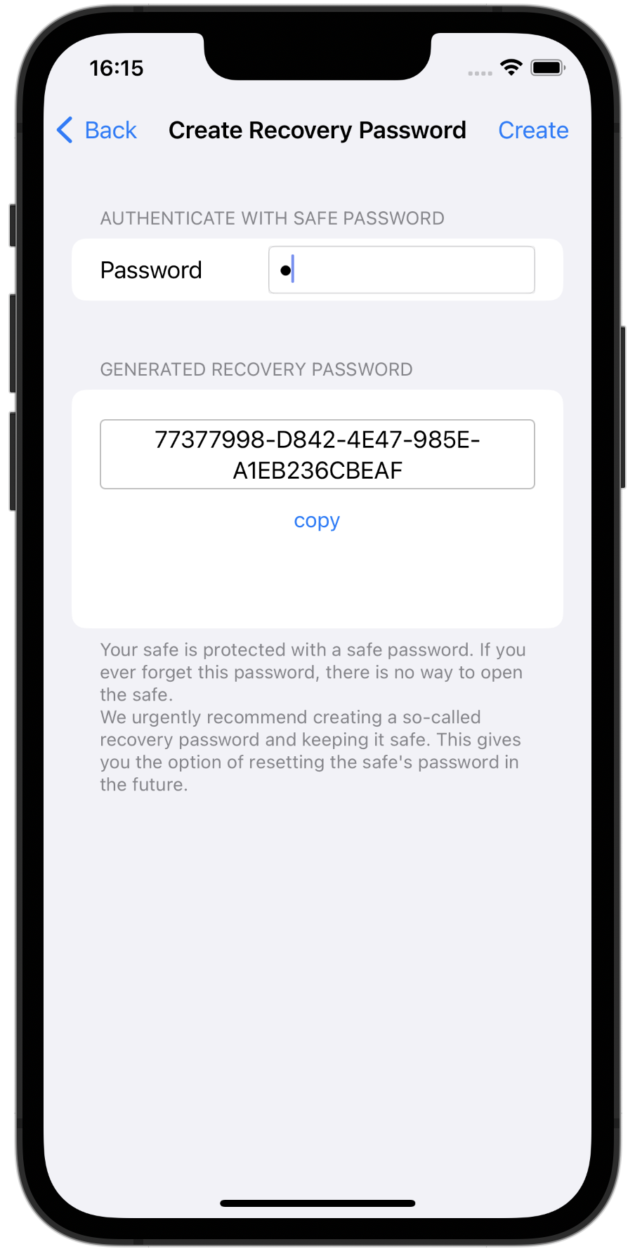 Create a recovery password on iPhone or iPad