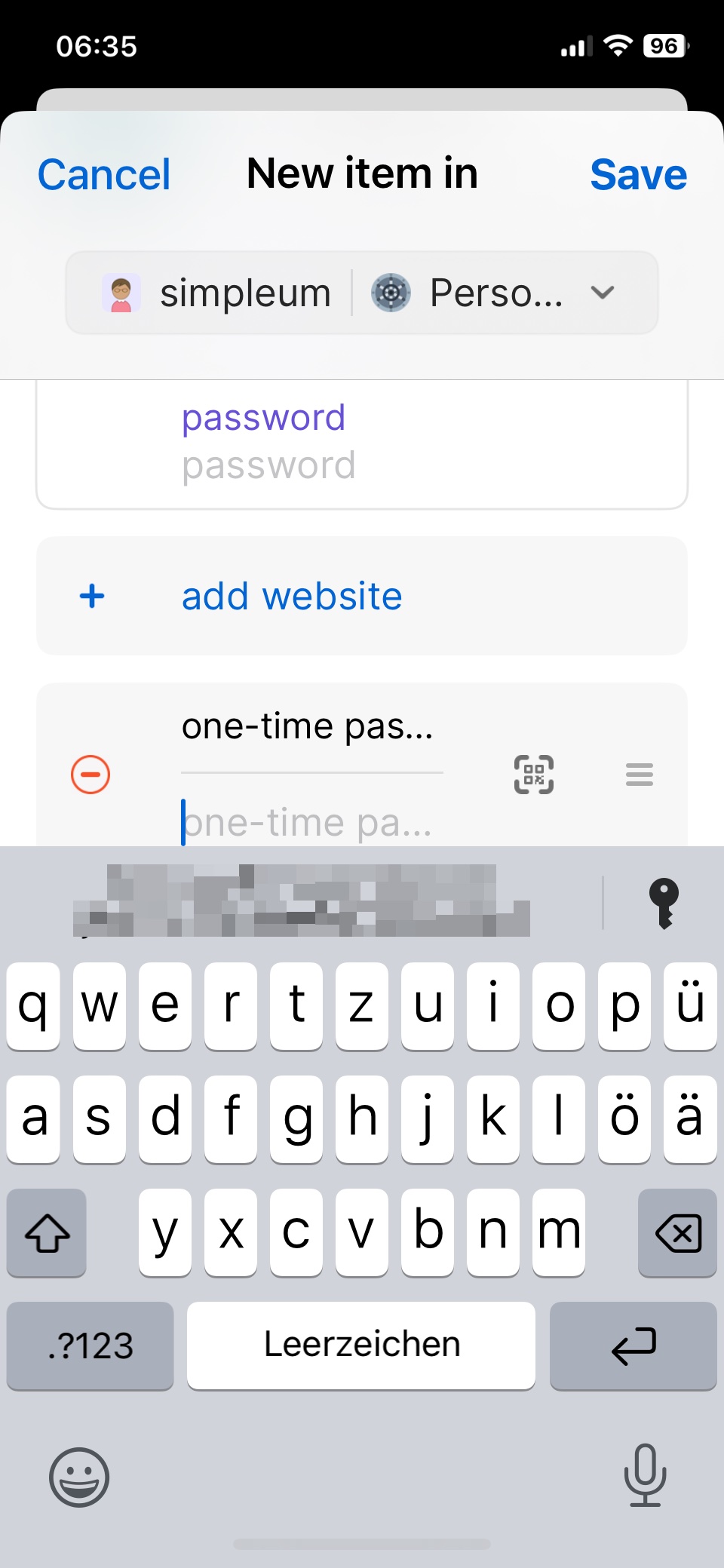 Screenshot: 1password set up 2-factor authentication